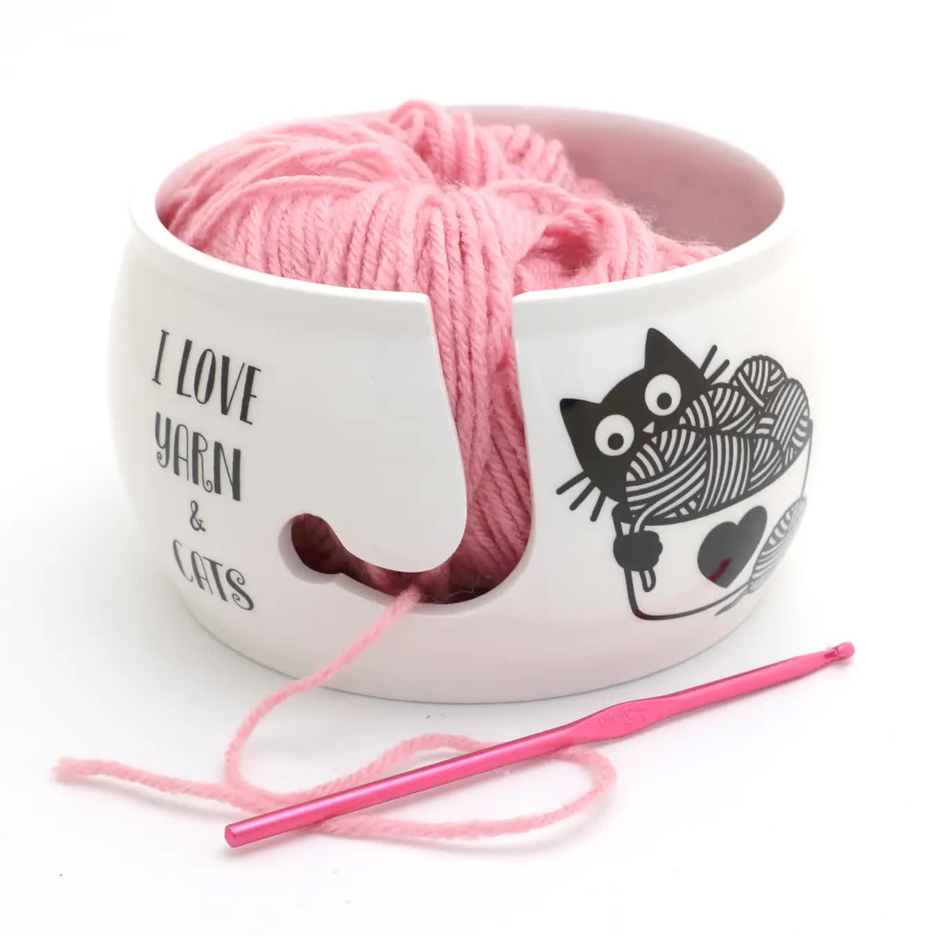 Ceramic Yarn Bowl - I LOVE Cats
