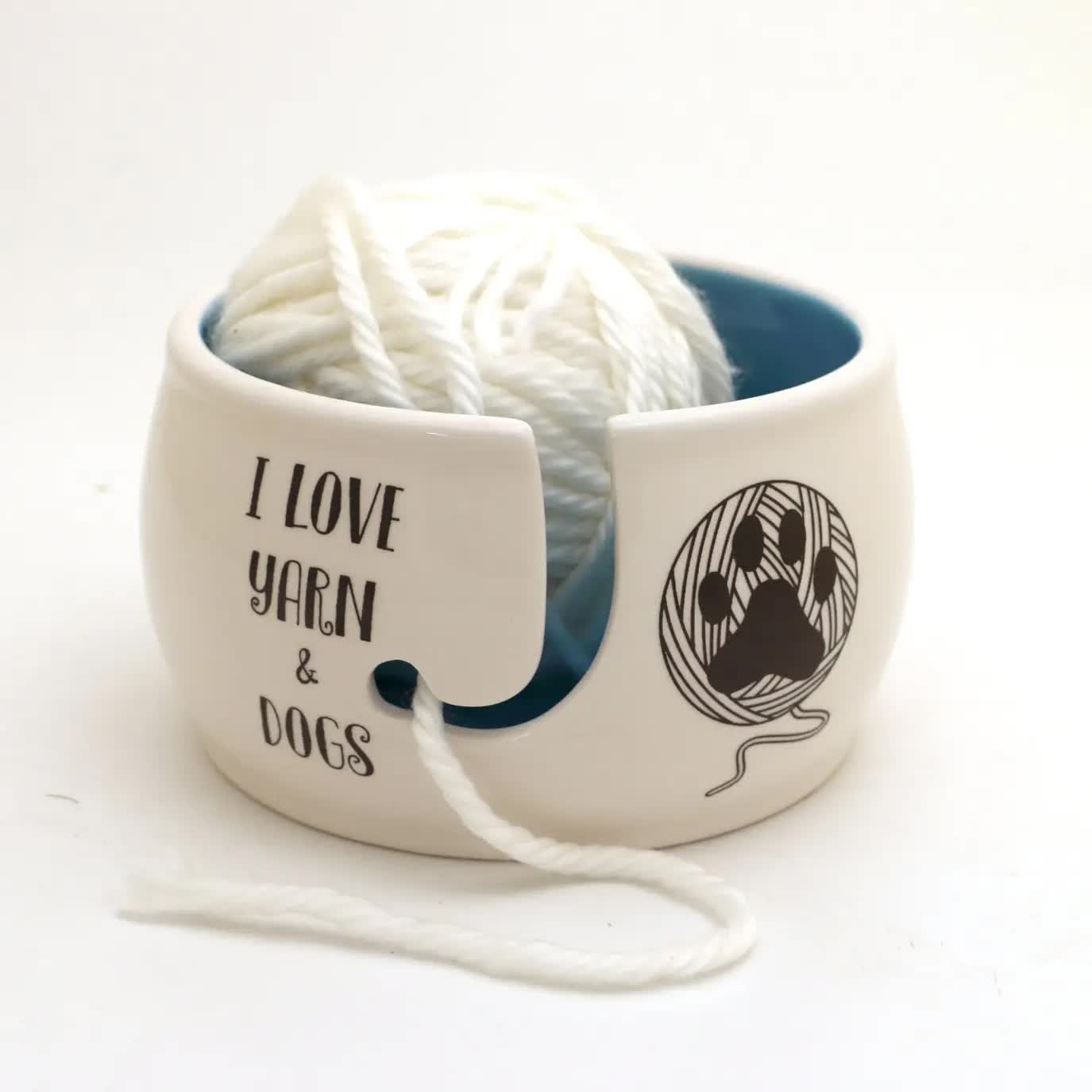 Ceramic Yarn Bowl - I LOVE Dogs