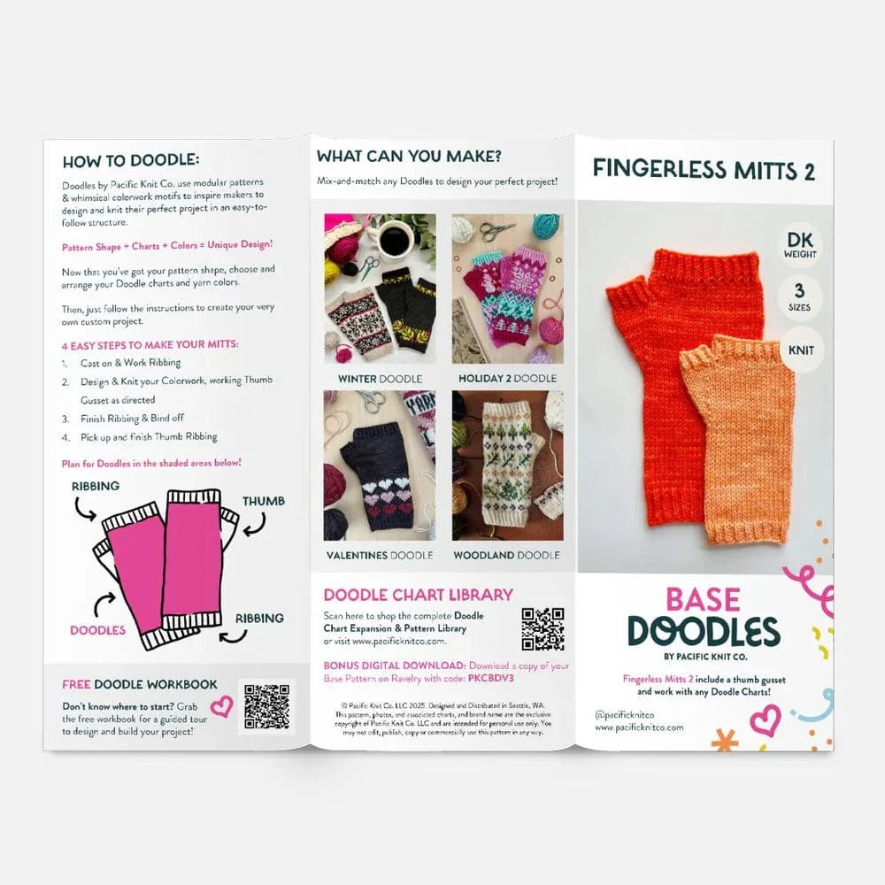 Base Doodle Fingerless II Mitten Pattern